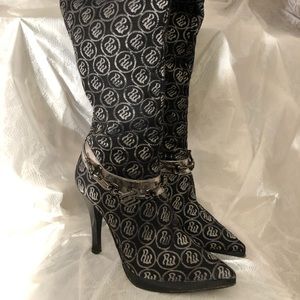 Size 7 Black & Silver Roca Wear Stiletto Boots